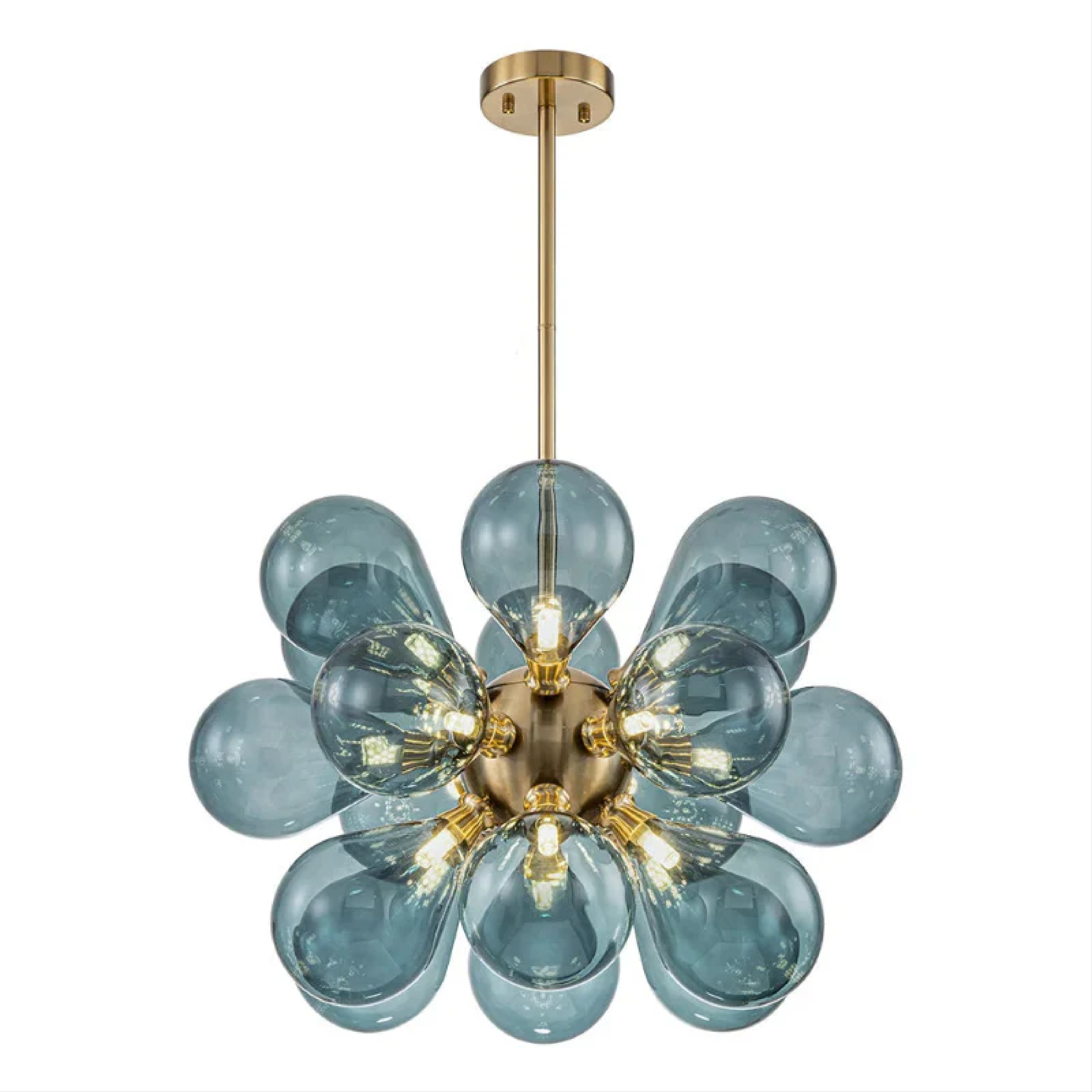 Lampadario a grappoli in vetro blu di Jarise