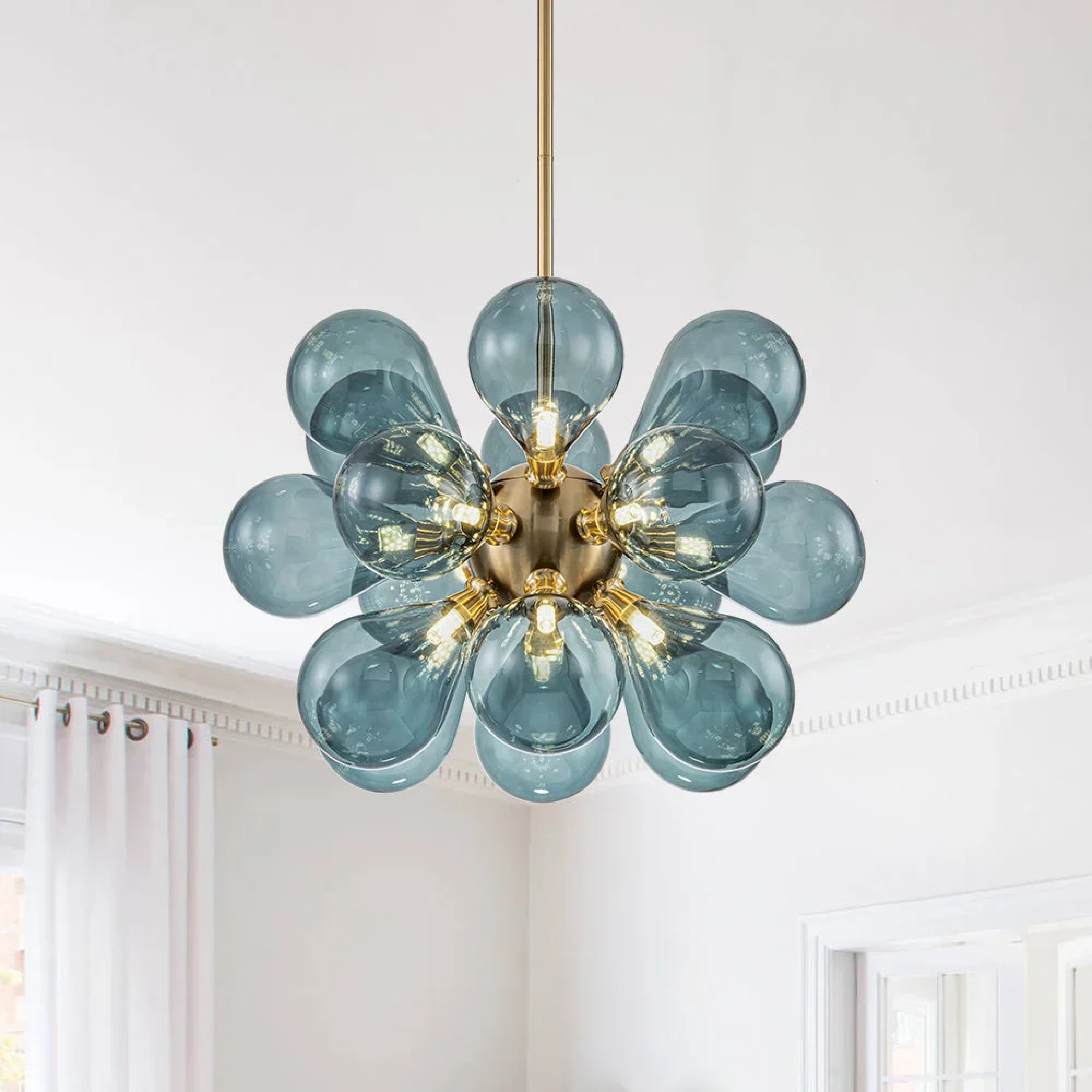 Lampadario a grappoli in vetro blu di Jarise