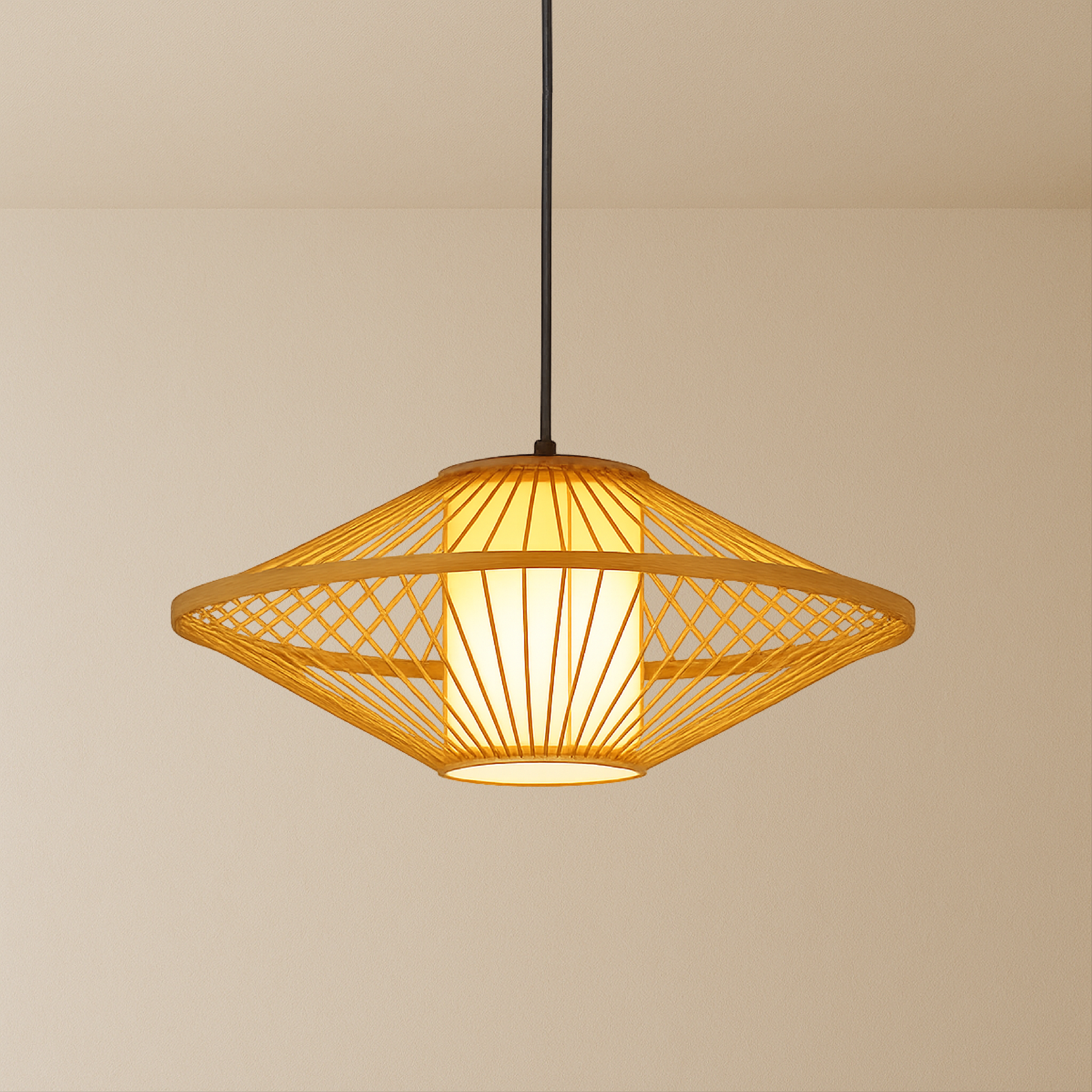 Lampada a sospensione giapponese in bambù