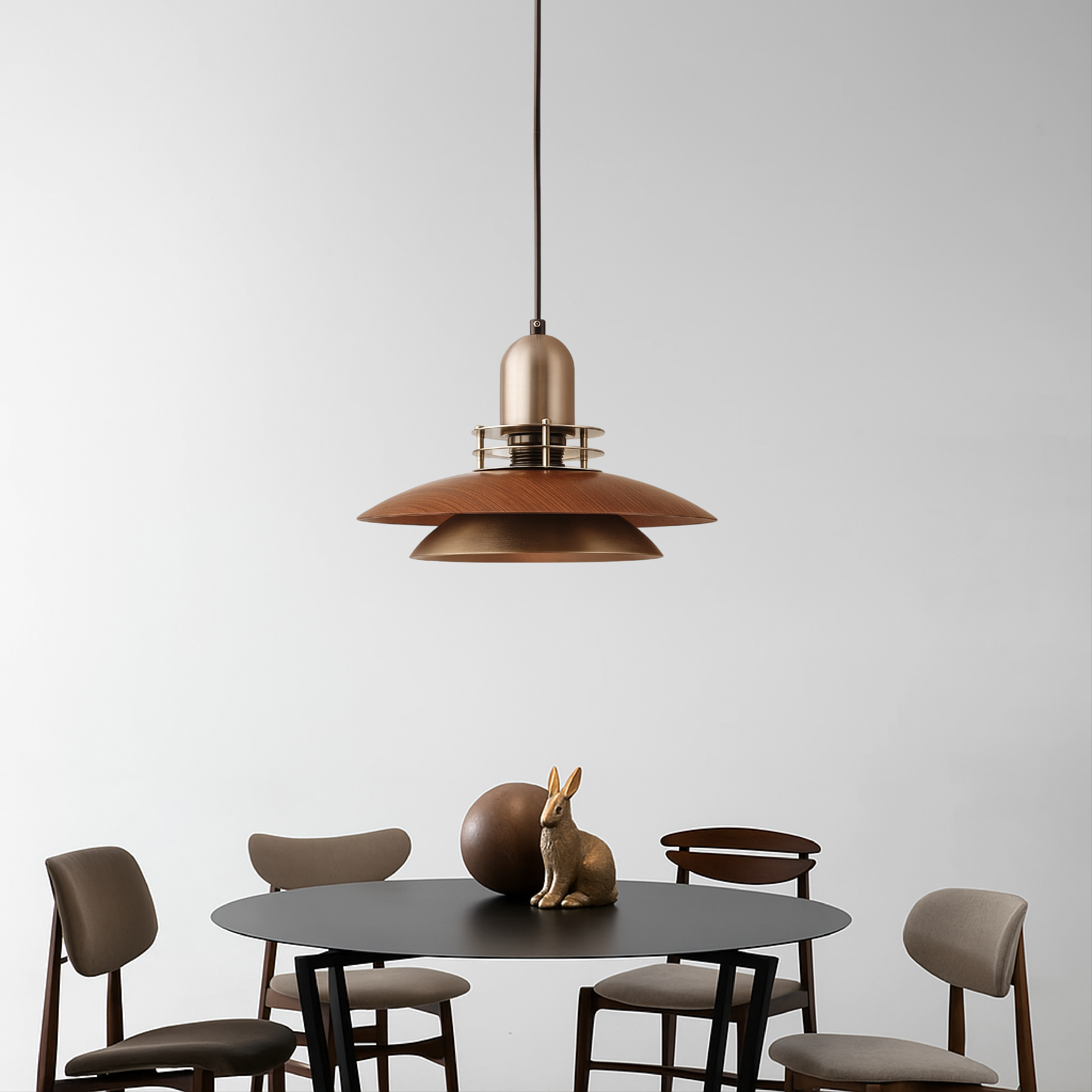 Lampada a sospensione in legno di noce