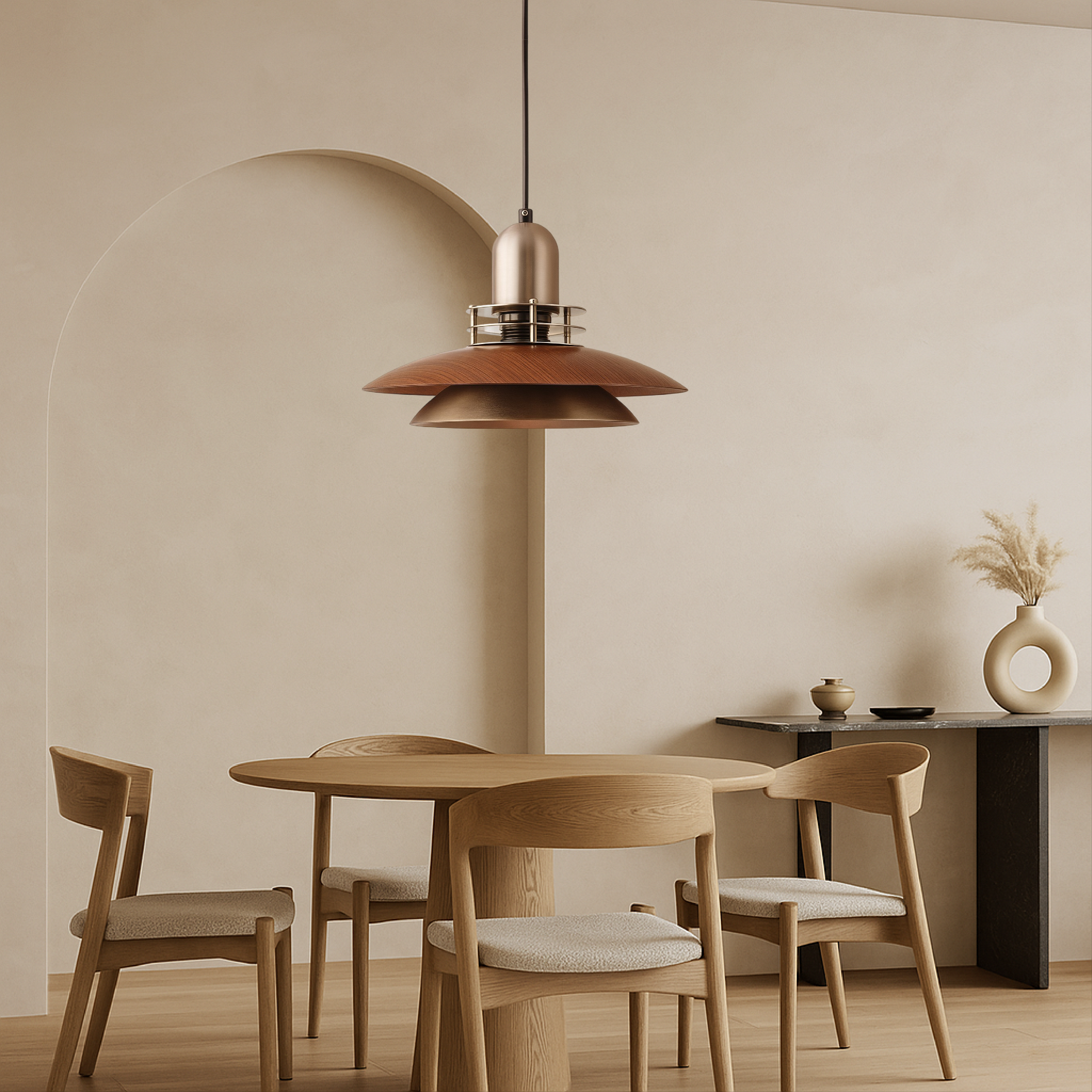 Lampada a sospensione in legno di noce