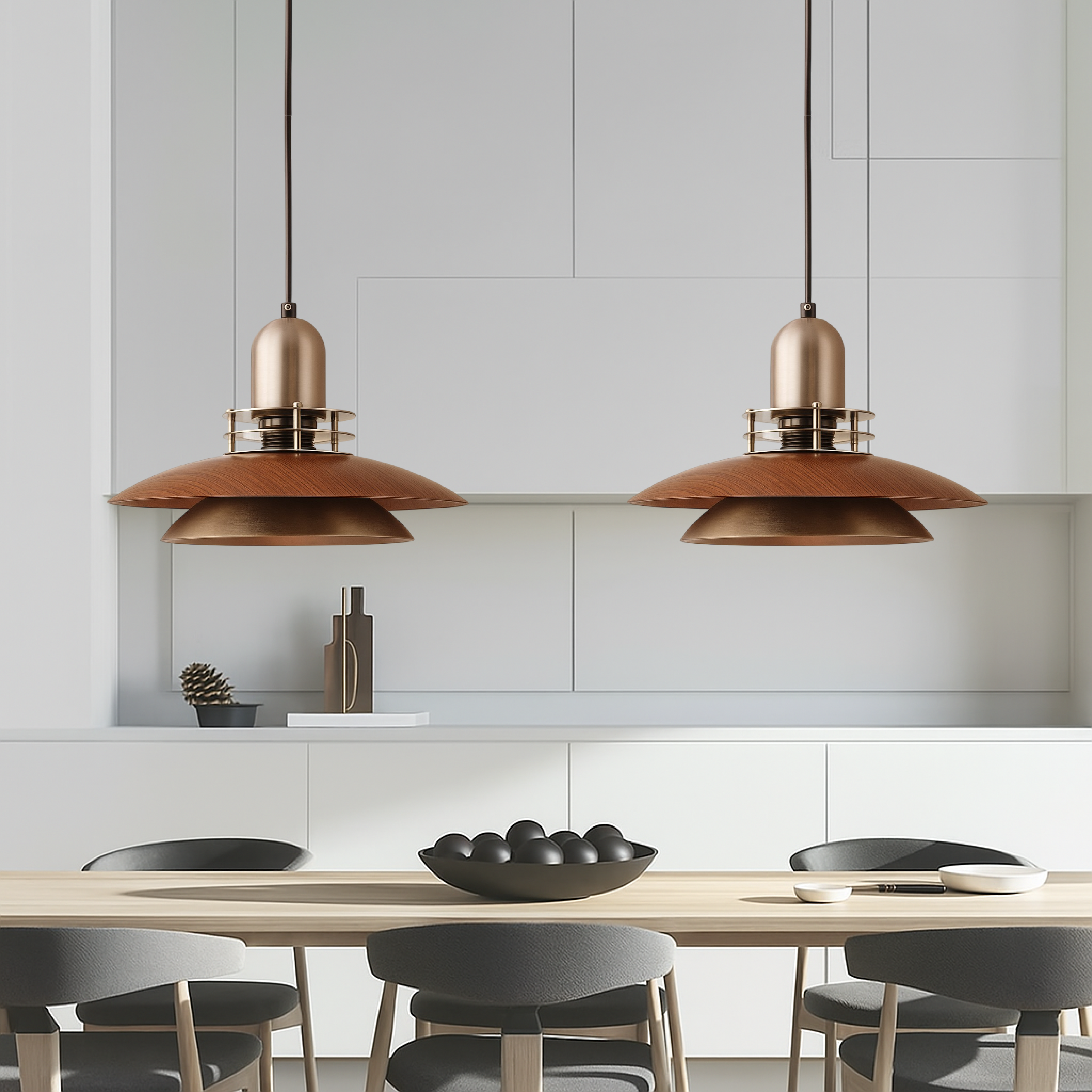 Lampada a sospensione in legno di noce