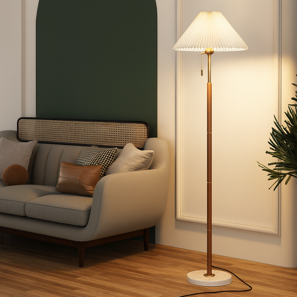 Lampada da terra in legno vintage Yrus